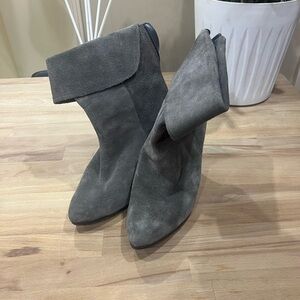 LAUREN RALPH LAUREN Womens Leola Gray Suede Zip Up Ankle Boots Size 8